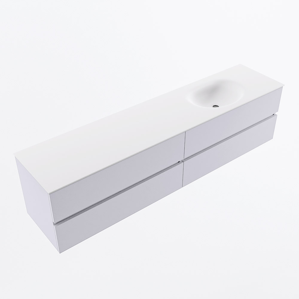 MONDIAZ VICA 200cm mueble de baño Cale 4 cajones. Lavabo MOON Derecho 1 orificio, color Talc. 6 MONDIAZ VICA 200cm mueble de baño Cale 4 cajones. Lavabo MOON Derecho 1 orificio, color Talc. - Imagen 6
