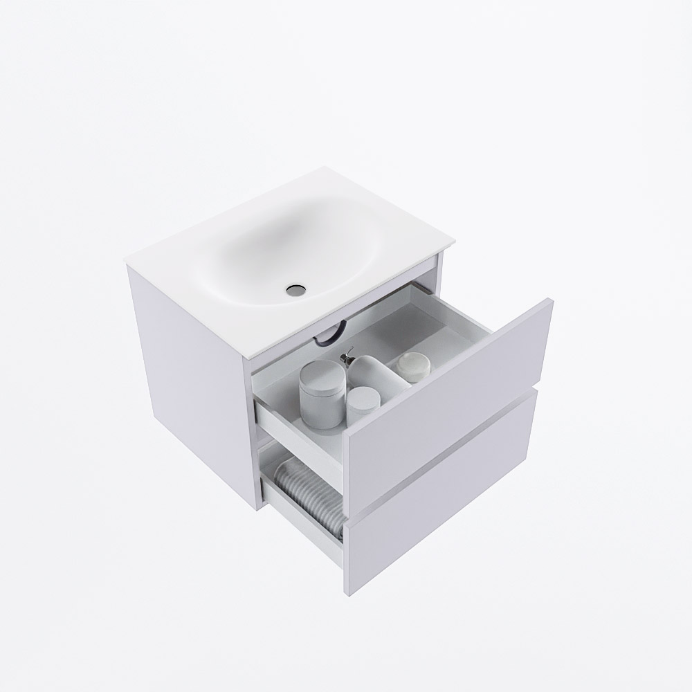 MONDIAZ VICA 60cm mueble de baño Cale 2 cajones. Lavabo MOON Centro sin orificio, color Talc. 7 MONDIAZ VICA 60cm mueble de baño Cale 2 cajones. Lavabo MOON Centro sin orificio, color Talc. - Imagen 7