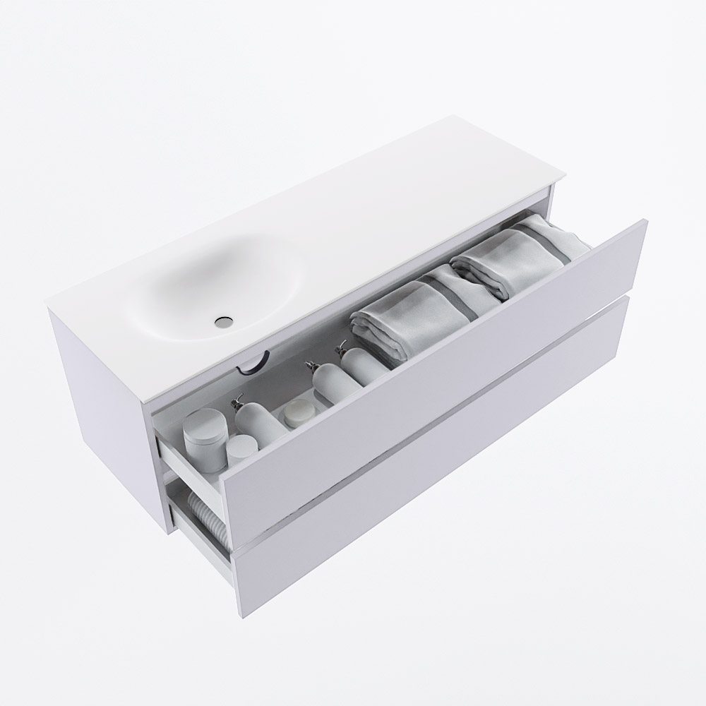 MONDIAZ VICA 140cm mueble de baño Cale 2 cajones. Lavabo MOON Izquierda 1 orificio, color Talc. 7 MONDIAZ VICA 140cm mueble de baño Cale 2 cajones. Lavabo MOON Izquierda 1 orificio, color Talc. - Imagen 7