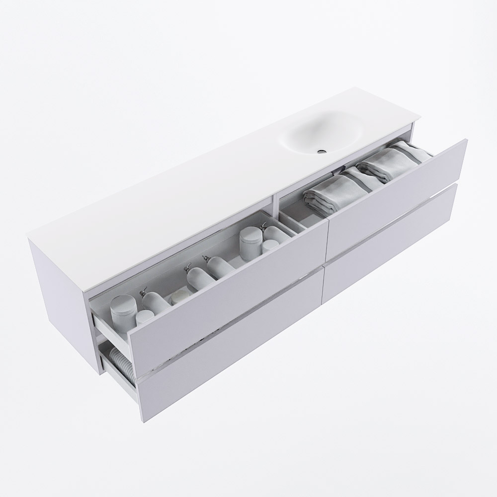 MONDIAZ VICA 200cm mueble de baño Cale 4 cajones. Lavabo MOON Derecho 1 orificio, color Talc. 7 MONDIAZ VICA 200cm mueble de baño Cale 4 cajones. Lavabo MOON Derecho 1 orificio, color Talc. - Imagen 7