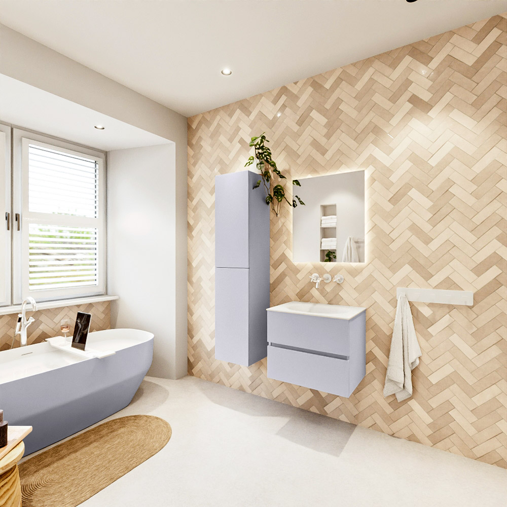 MONDIAZ VICA 60cm mueble de baño Cale 2 cajones. Lavabo MOON Centro sin orificio, color Talc. 4 MONDIAZ VICA 60cm mueble de baño Cale 2 cajones. Lavabo MOON Centro sin orificio, color Talc. - Imagen 4
