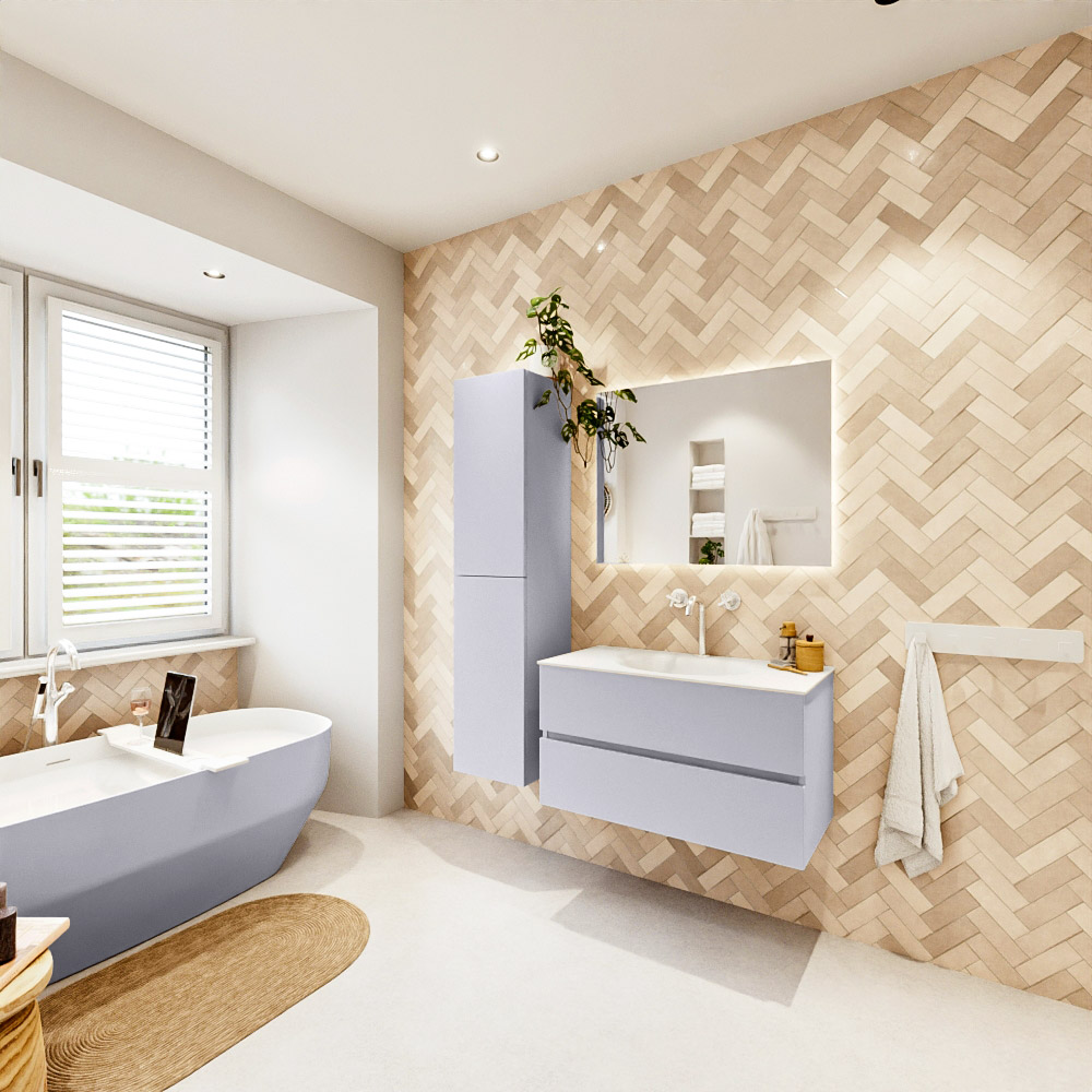MONDIAZ VICA 90cm mueble de baño Cale 2 cajones. Lavabo MOON Centro 1 orificio, color Talc. 4 MONDIAZ VICA 90cm mueble de baño Cale 2 cajones. Lavabo MOON Centro 1 orificio, color Talc. - Imagen 4