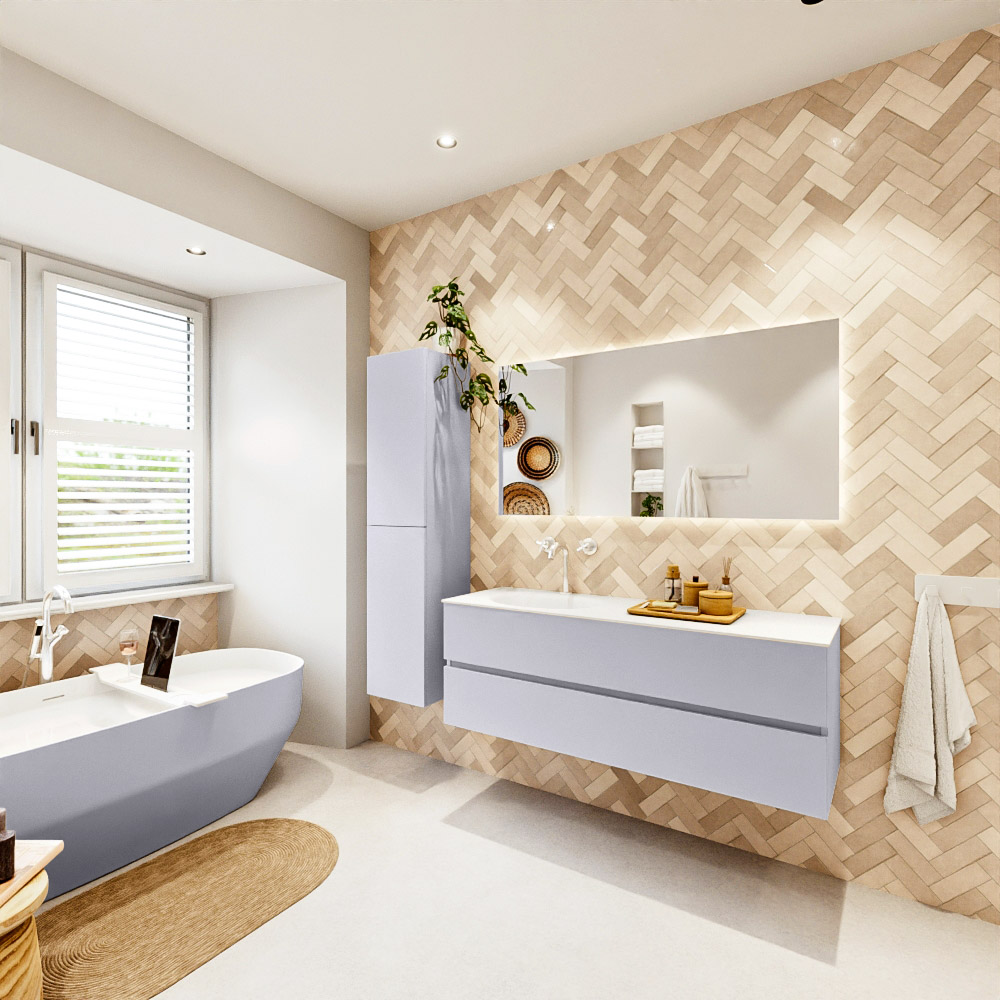 MONDIAZ VICA 140cm mueble de baño Cale 2 cajones. Lavabo MOON Izquierda 1 orificio, color Talc. 4 MONDIAZ VICA 140cm mueble de baño Cale 2 cajones. Lavabo MOON Izquierda 1 orificio, color Talc. - Imagen 4