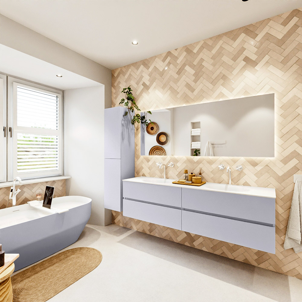 MONDIAZ VICA 180cm mueble de baño Cale 4 cajones. Lavabo MOON Doble 2 orificios, color Talc. 4 MONDIAZ VICA 180cm mueble de baño Cale 4 cajones. Lavabo MOON Doble 2 orificios, color Talc. - Imagen 4