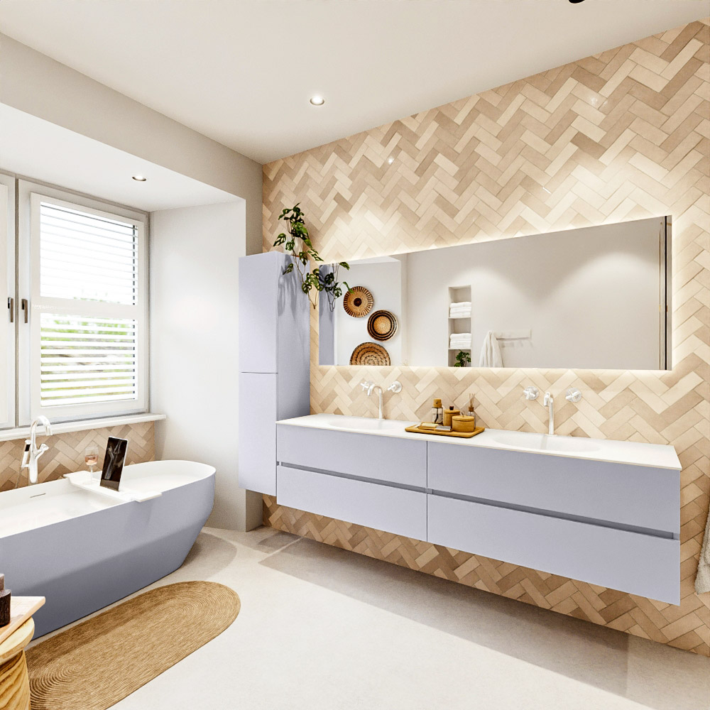 MONDIAZ VICA 200cm mueble de baño Cale 4 cajones. Lavabo MOON Doble 2 orificios, color Talc. 4 MONDIAZ VICA 200cm mueble de baño Cale 4 cajones. Lavabo MOON Doble 2 orificios, color Talc. - Imagen 4