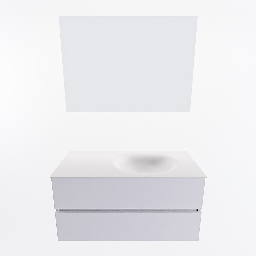 MONDIAZ VICA 100cm mueble de baño Cale 2 cajones. Lavabo MOON Derecho 1 orificio color Talc con espejo LED. 5 MONDIAZ VICA 100cm mueble de baño Cale 2 cajones. Lavabo MOON Derecho 1 orificio color Talc con espejo LED. - Imagen 5