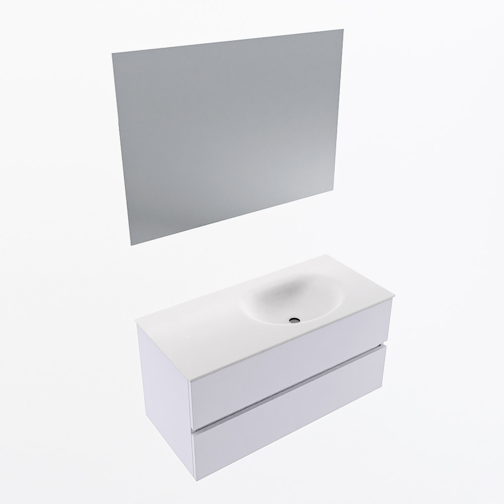 MONDIAZ VICA 100cm mueble de baño Cale 2 cajones. Lavabo MOON Derecho 1 orificio color Talc con espejo LED. 6 MONDIAZ VICA 100cm mueble de baño Cale 2 cajones. Lavabo MOON Derecho 1 orificio color Talc con espejo LED. - Imagen 6