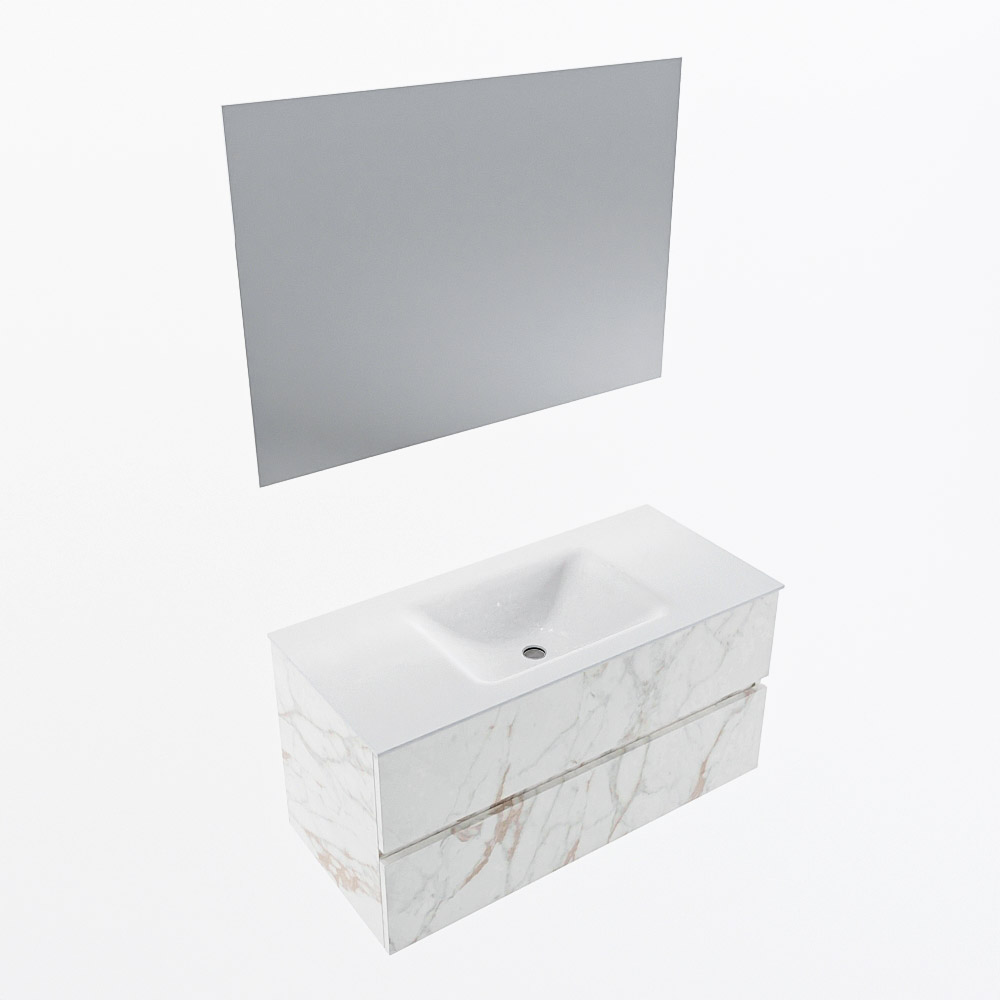 MONDIAZ VICA 100cm mueble de baño Carrara 2 cajones. Lavabo CLOUD Centro sin orificio color Talc con espejo LED. 6 MONDIAZ VICA 100cm mueble de baño Carrara 2 cajones. Lavabo CLOUD Centro sin orificio color Talc con espejo LED. - Imagen 6