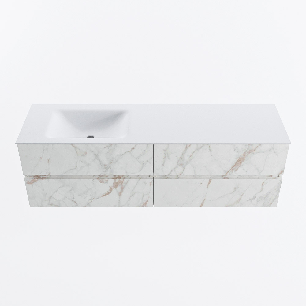 MONDIAZ VICA 160cm mueble de baño Carrara 4 cajones. Lavabo CLOUD Izquierda 1 orificio, color Talc. 5 MONDIAZ VICA 160cm mueble de baño Carrara 4 cajones. Lavabo CLOUD Izquierda 1 orificio, color Talc. - Imagen 5