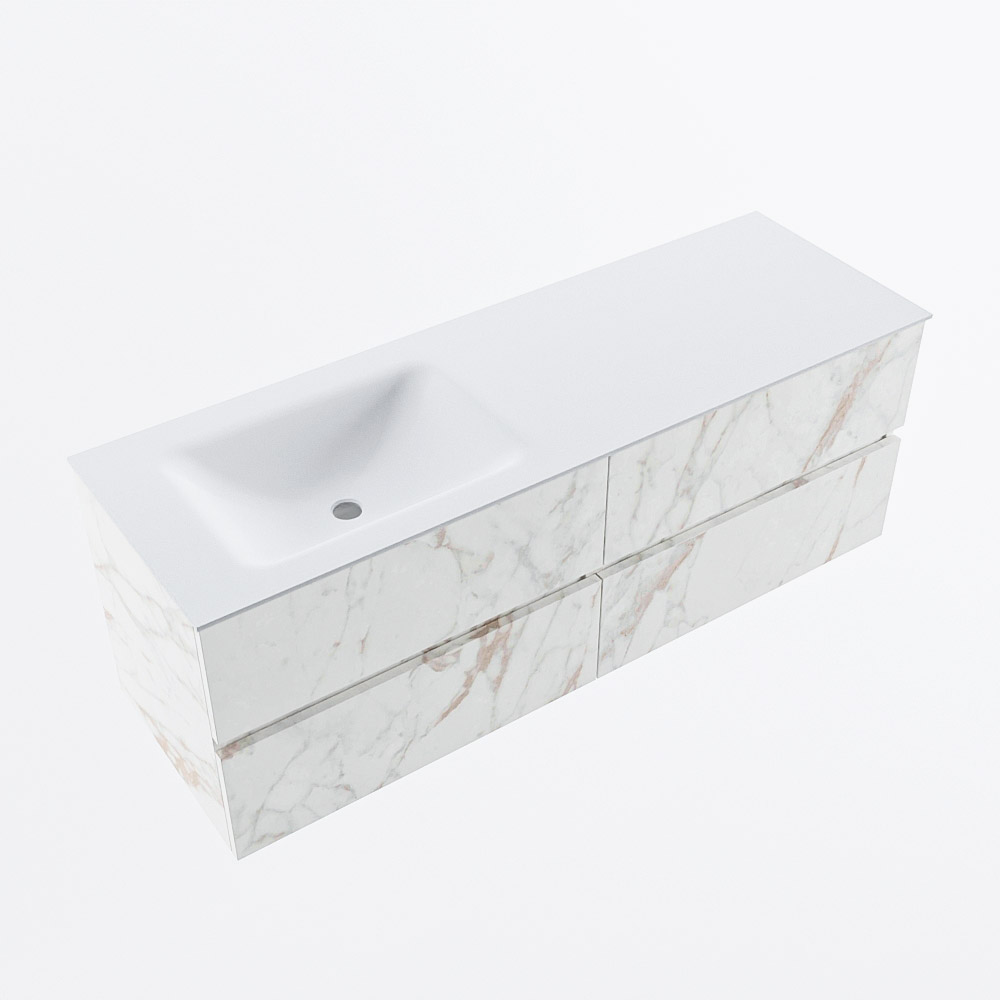 MONDIAZ VICA 140cm mueble de baño Carrara 4 cajones. Lavabo CLOUD Izquierda 1 orificio, color Talc. 6 MONDIAZ VICA 140cm mueble de baño Carrara 4 cajones. Lavabo CLOUD Izquierda 1 orificio, color Talc. - Imagen 6