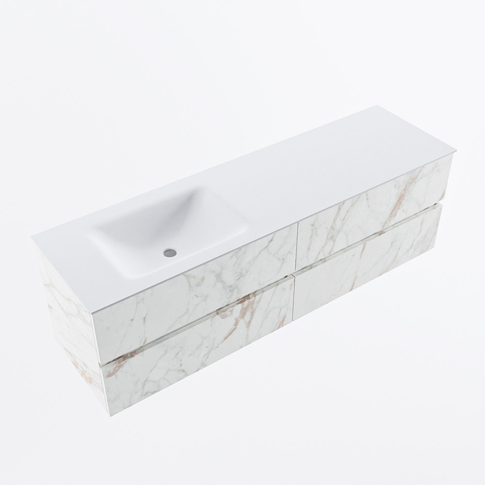 MONDIAZ VICA 160cm mueble de baño Carrara 4 cajones. Lavabo CLOUD Izquierda 1 orificio, color Talc. 6 MONDIAZ VICA 160cm mueble de baño Carrara 4 cajones. Lavabo CLOUD Izquierda 1 orificio, color Talc. - Imagen 6