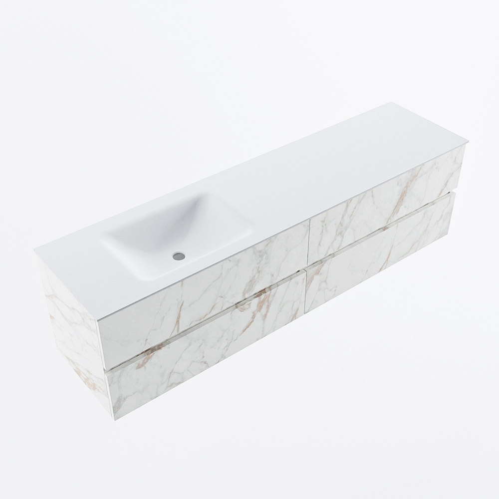 MONDIAZ VICA 180cm mueble de baño Carrara 4 cajones. Lavabo CLOUD Izquierda 1 orificio, color Talc. 6 MONDIAZ VICA 180cm mueble de baño Carrara 4 cajones. Lavabo CLOUD Izquierda 1 orificio, color Talc. - Imagen 6