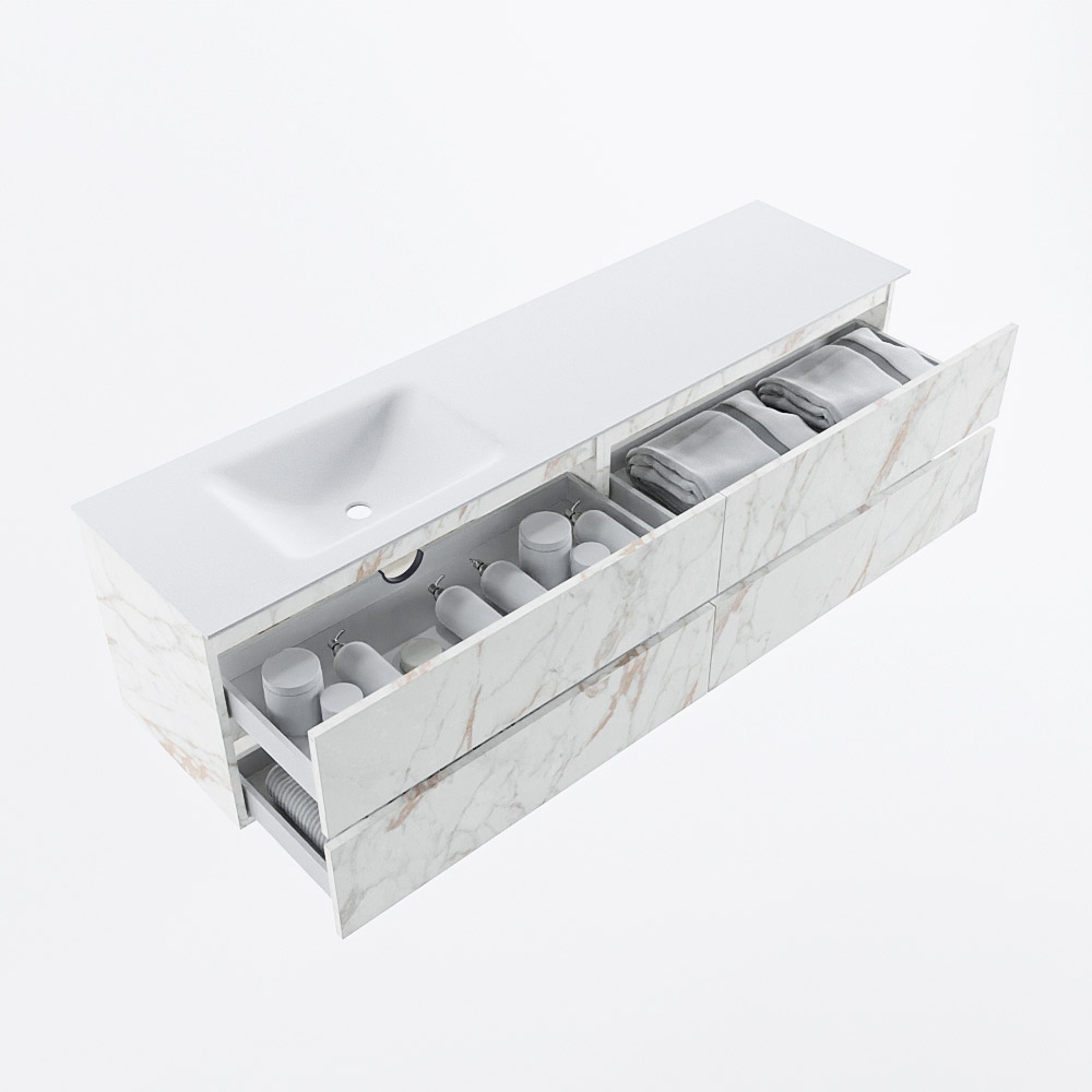 MONDIAZ VICA 180cm mueble de baño Carrara 4 cajones. Lavabo CLOUD Izquierda 1 orificio, color Talc. 7 MONDIAZ VICA 180cm mueble de baño Carrara 4 cajones. Lavabo CLOUD Izquierda 1 orificio, color Talc. - Imagen 7