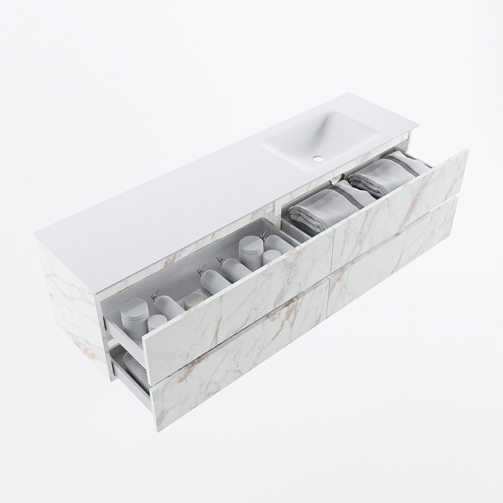 MONDIAZ VICA 180cm mueble de baño Carrara 4 cajones. Lavabo CLOUD Derecho 1 orificio, color Talc. 7 MONDIAZ VICA 180cm mueble de baño Carrara 4 cajones. Lavabo CLOUD Derecho 1 orificio, color Talc. - Imagen 7