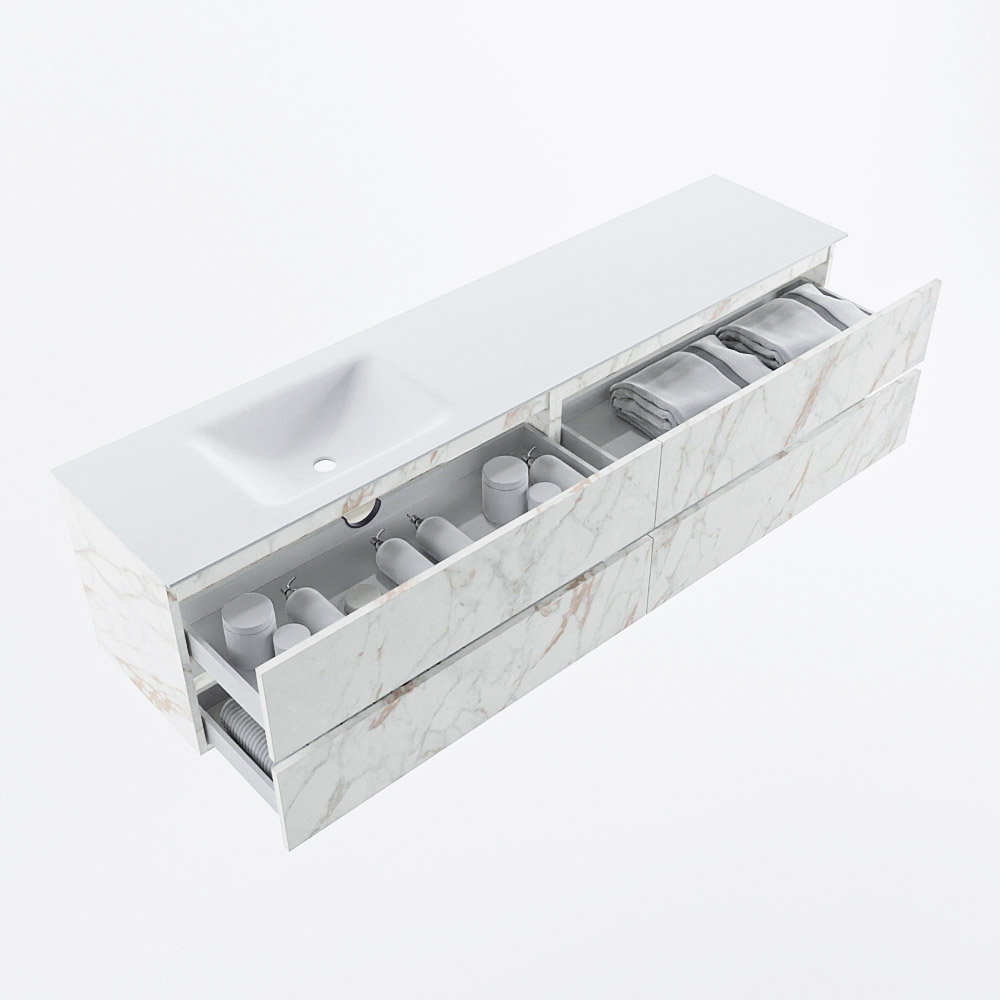 MONDIAZ VICA 200cm mueble de baño Carrara 4 cajones. Lavabo CLOUD Izquierda 1 orificio, color Talc. 7 MONDIAZ VICA 200cm mueble de baño Carrara 4 cajones. Lavabo CLOUD Izquierda 1 orificio, color Talc. - Imagen 7
