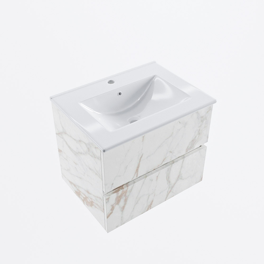 MONDIAZ VICA 60cm mueble de baño Carrara 2 cajones. Lavabo DENIA Centro 1 orificio, color Blanco brillo. 6 MONDIAZ VICA 60cm mueble de baño Carrara 2 cajones. Lavabo DENIA Centro 1 orificio, color Blanco brillo. - Imagen 6