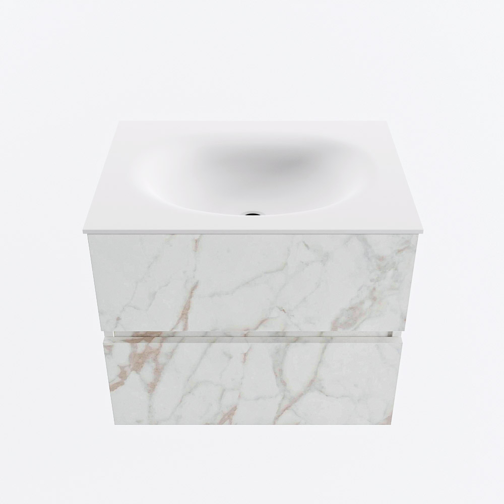 MONDIAZ VICA 60cm mueble de baño Carrara 2 cajones. Lavabo MOON Centro sin orificio, color Talc. 5 MONDIAZ VICA 60cm mueble de baño Carrara 2 cajones. Lavabo MOON Centro sin orificio, color Talc. - Imagen 5