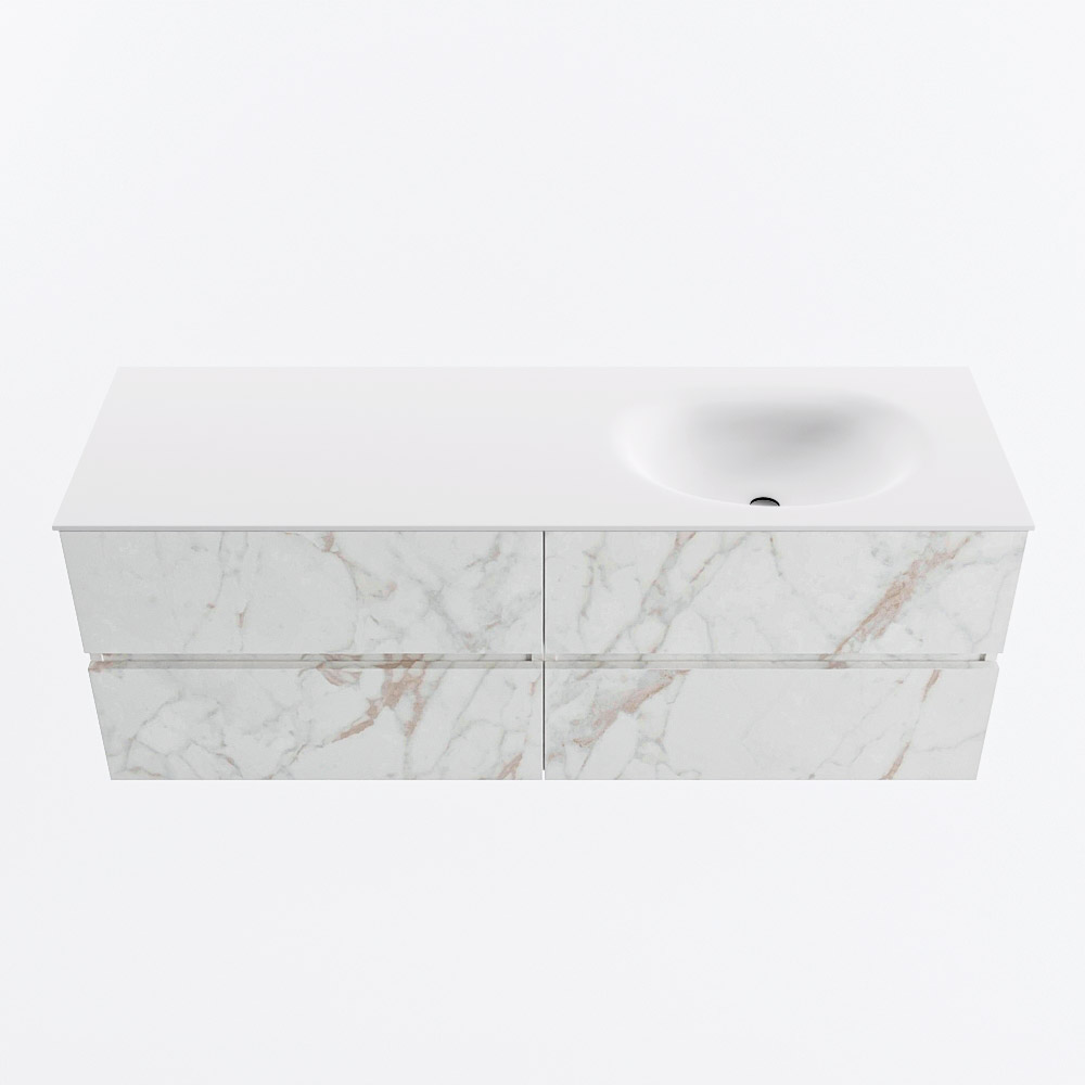 MONDIAZ VICA 140cm mueble de baño Carrara 4 cajones. Lavabo MOON Derecho 1 orificio, color Talc. 5 MONDIAZ VICA 140cm mueble de baño Carrara 4 cajones. Lavabo MOON Derecho 1 orificio, color Talc. - Imagen 5