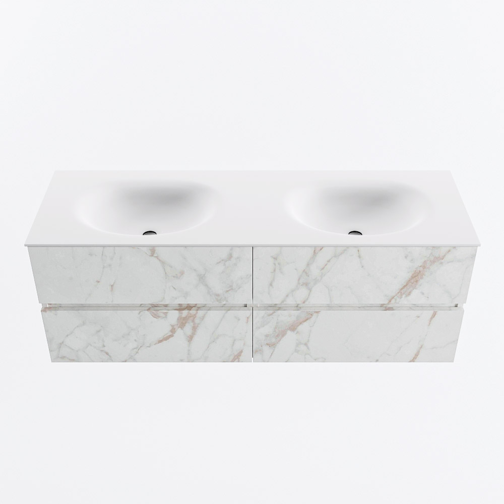 MONDIAZ VICA 140cm mueble de baño Carrara 4 cajones. Lavabo MOON Doble sin orificio, color Talc. 5 MONDIAZ VICA 140cm mueble de baño Carrara 4 cajones. Lavabo MOON Doble sin orificio, color Talc. - Imagen 5