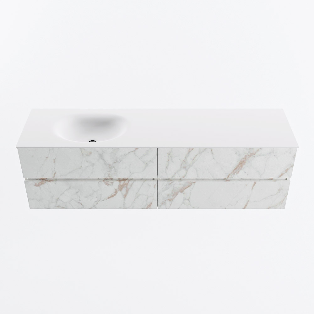 MONDIAZ VICA 170cm mueble de baño Carrara 4 cajones. Lavabo MOON Izquierda 1 orificio, color Talc. 5 MONDIAZ VICA 170cm mueble de baño Carrara 4 cajones. Lavabo MOON Izquierda 1 orificio, color Talc. - Imagen 5