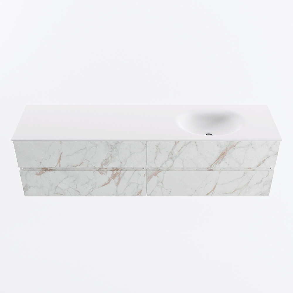 MONDIAZ VICA 180cm mueble de baño Carrara 4 cajones. Lavabo MOON Derecho 1 orificio, color Talc. 5 MONDIAZ VICA 180cm mueble de baño Carrara 4 cajones. Lavabo MOON Derecho 1 orificio, color Talc. - Imagen 5