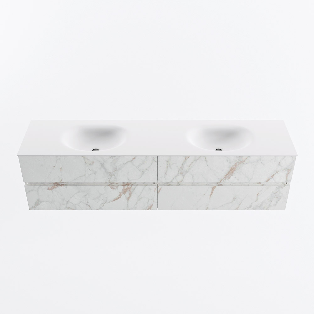 MONDIAZ VICA 190cm mueble de baño Carrara 4 cajones. Lavabo MOON Doble sin orificio, color Talc. 5 MONDIAZ VICA 190cm mueble de baño Carrara 4 cajones. Lavabo MOON Doble sin orificio, color Talc. - Imagen 5