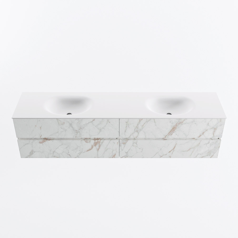 MONDIAZ VICA 200cm mueble de baño Carrara 4 cajones. Lavabo MOON Doble 2 orificios, color Talc. 5 MONDIAZ VICA 200cm mueble de baño Carrara 4 cajones. Lavabo MOON Doble 2 orificios, color Talc. - Imagen 5
