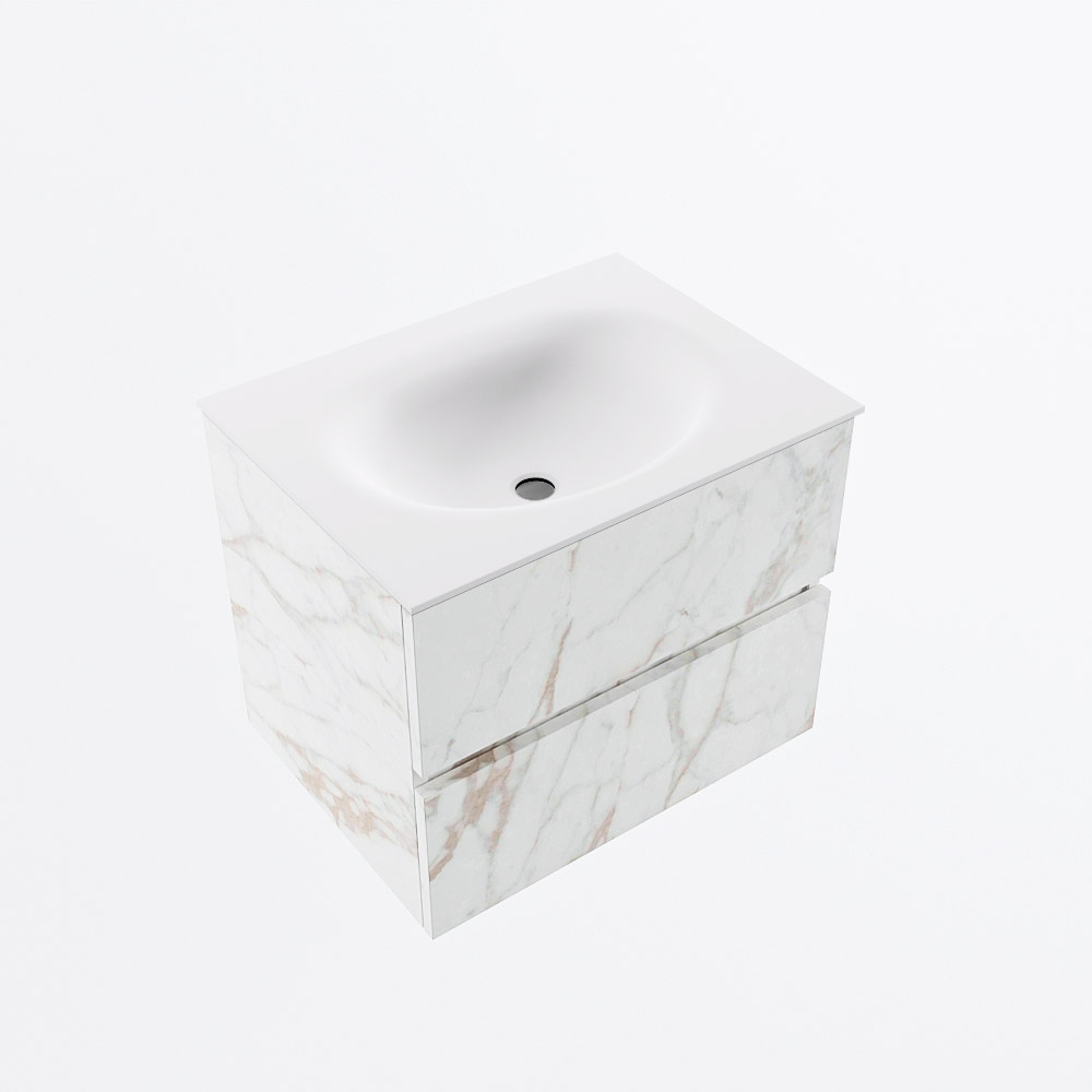 MONDIAZ VICA 60cm mueble de baño Carrara 2 cajones. Lavabo MOON Centro sin orificio, color Talc. 6 MONDIAZ VICA 60cm mueble de baño Carrara 2 cajones. Lavabo MOON Centro sin orificio, color Talc. - Imagen 6