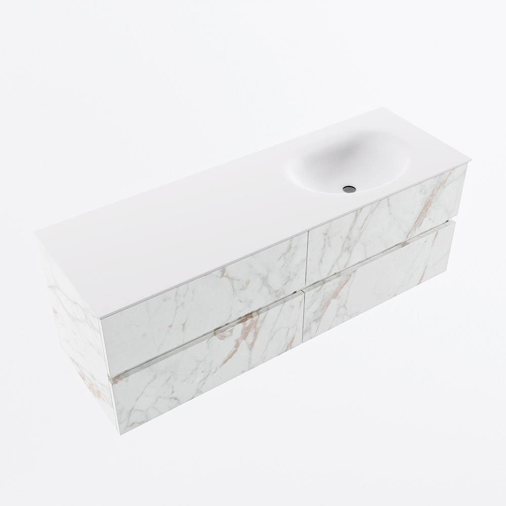 MONDIAZ VICA 140cm mueble de baño Carrara 4 cajones. Lavabo MOON Derecho 1 orificio, color Talc. 6 MONDIAZ VICA 140cm mueble de baño Carrara 4 cajones. Lavabo MOON Derecho 1 orificio, color Talc. - Imagen 6