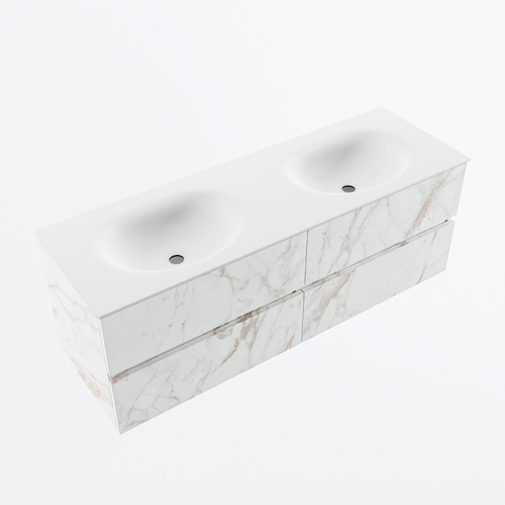 MONDIAZ VICA 140cm mueble de baño Carrara 4 cajones. Lavabo MOON Doble sin orificio, color Talc. 6 MONDIAZ VICA 140cm mueble de baño Carrara 4 cajones. Lavabo MOON Doble sin orificio, color Talc. - Imagen 6