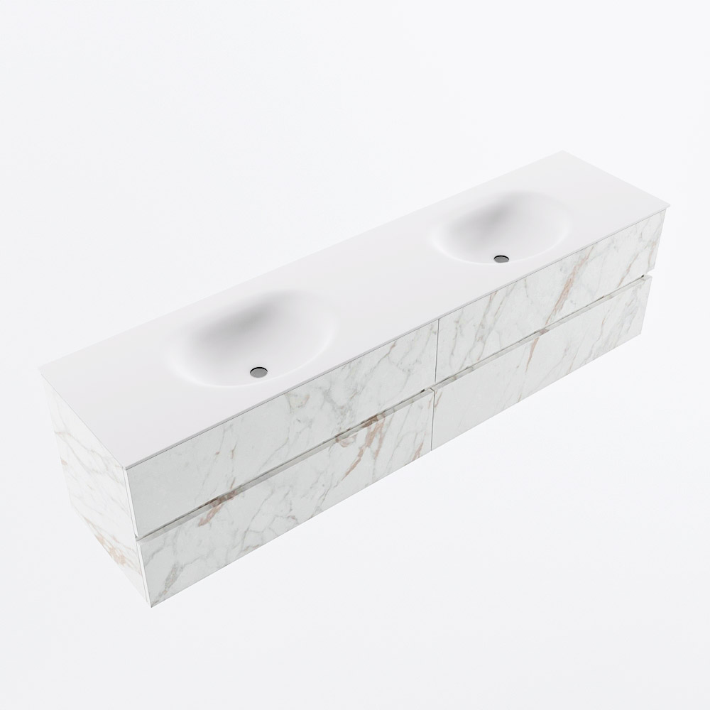 MONDIAZ VICA 190cm mueble de baño Carrara 4 cajones. Lavabo MOON Doble sin orificio, color Talc. 6 MONDIAZ VICA 190cm mueble de baño Carrara 4 cajones. Lavabo MOON Doble sin orificio, color Talc. - Imagen 6