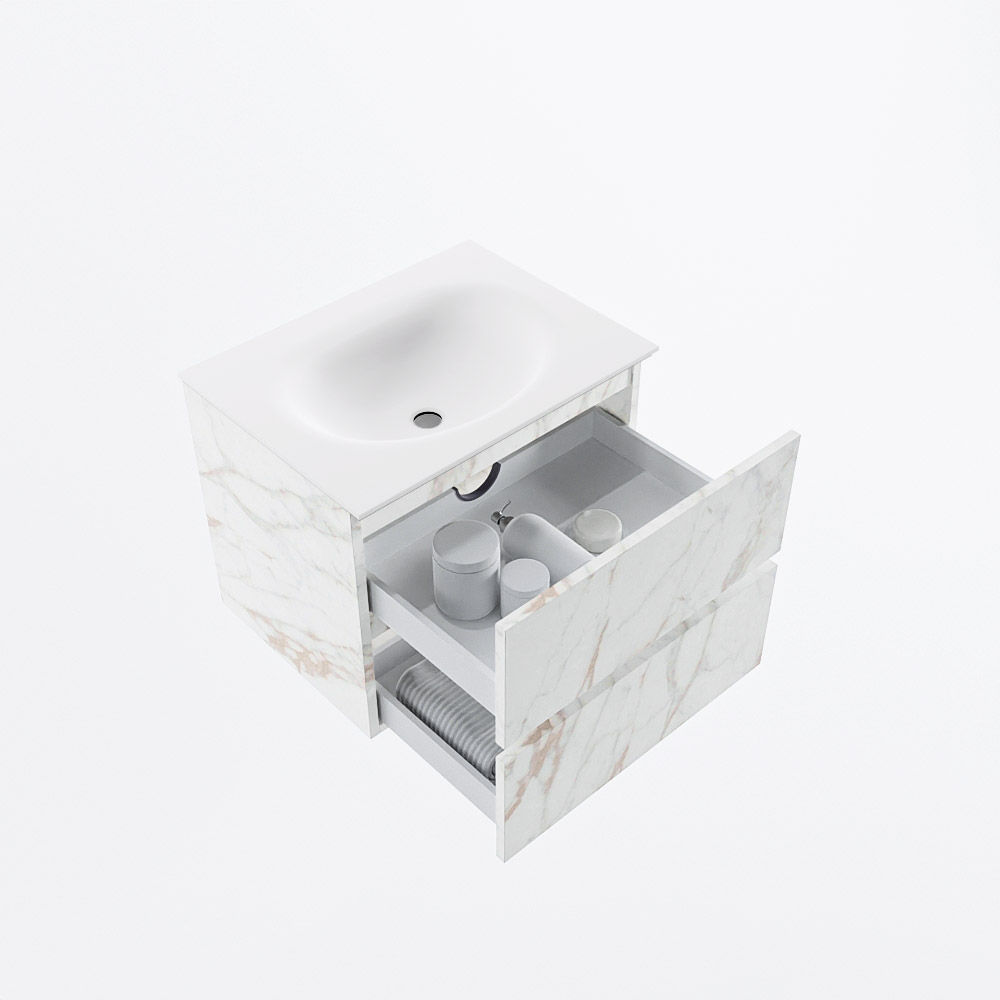 MONDIAZ VICA 60cm mueble de baño Carrara 2 cajones. Lavabo MOON Centro sin orificio, color Talc. 7 MONDIAZ VICA 60cm mueble de baño Carrara 2 cajones. Lavabo MOON Centro sin orificio, color Talc. - Imagen 7