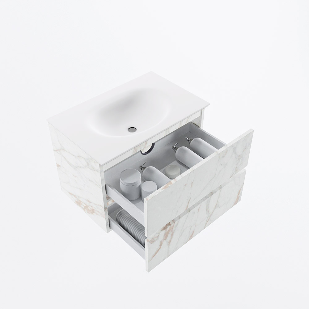 MONDIAZ VICA 70cm mueble de baño Carrara 2 cajones. Lavabo MOON Centro 1 orificio, color Talc. 7 MONDIAZ VICA 70cm mueble de baño Carrara 2 cajones. Lavabo MOON Centro 1 orificio, color Talc. - Imagen 7