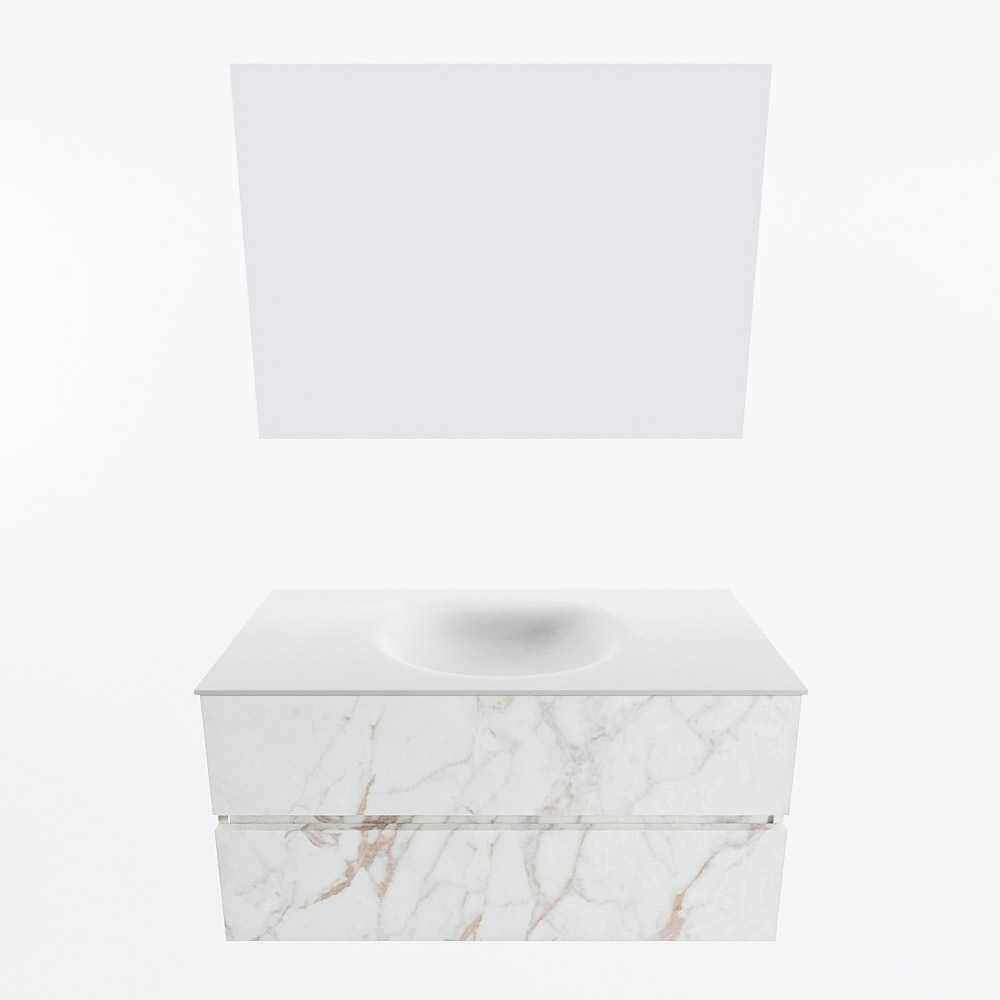MONDIAZ VICA 100cm mueble de baño Carrara 2 cajones. Lavabo MOON Centro 1 orificio color Talc con espejo LED. 5 MONDIAZ VICA 100cm mueble de baño Carrara 2 cajones. Lavabo MOON Centro 1 orificio color Talc con espejo LED. - Imagen 5