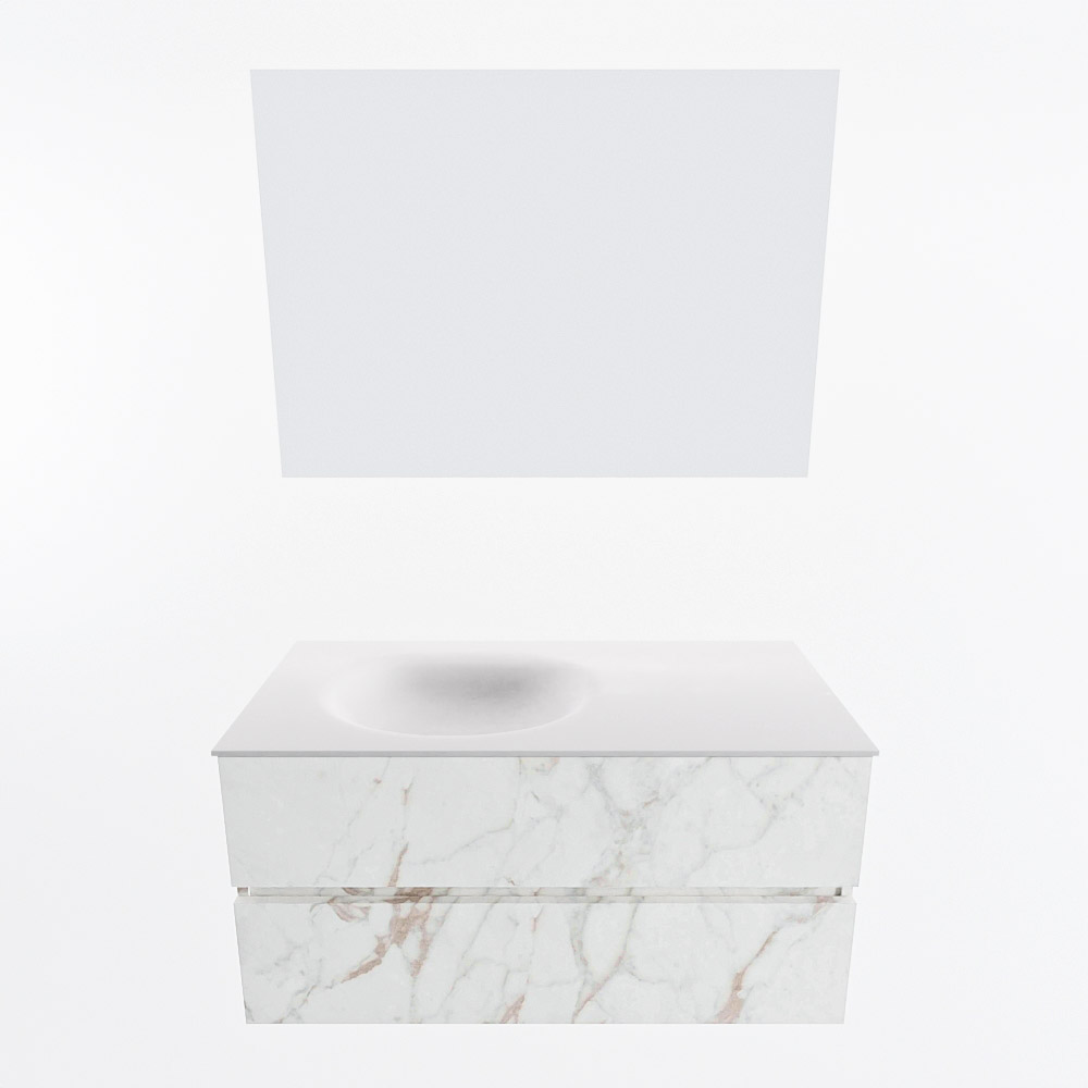 MONDIAZ VICA 100cm mueble de baño Carrara 2 cajones. Lavabo MOON Izquierda 1 orificio color Talc con espejo LED. 5 MONDIAZ VICA 100cm mueble de baño Carrara 2 cajones. Lavabo MOON Izquierda 1 orificio color Talc con espejo LED. - Imagen 5