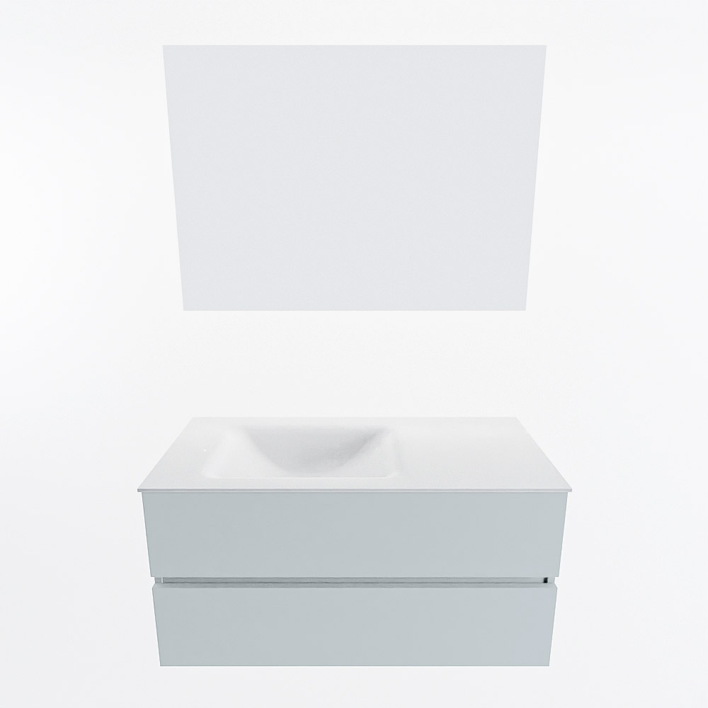 MONDIAZ VICA 100cm mueble de baño Clay 2 cajones. Lavabo CLOUD Izquierda 1 orificio color Talc con espejo LED. 5 MONDIAZ VICA 100cm mueble de baño Clay 2 cajones. Lavabo CLOUD Izquierda 1 orificio color Talc con espejo LED. - Imagen 5