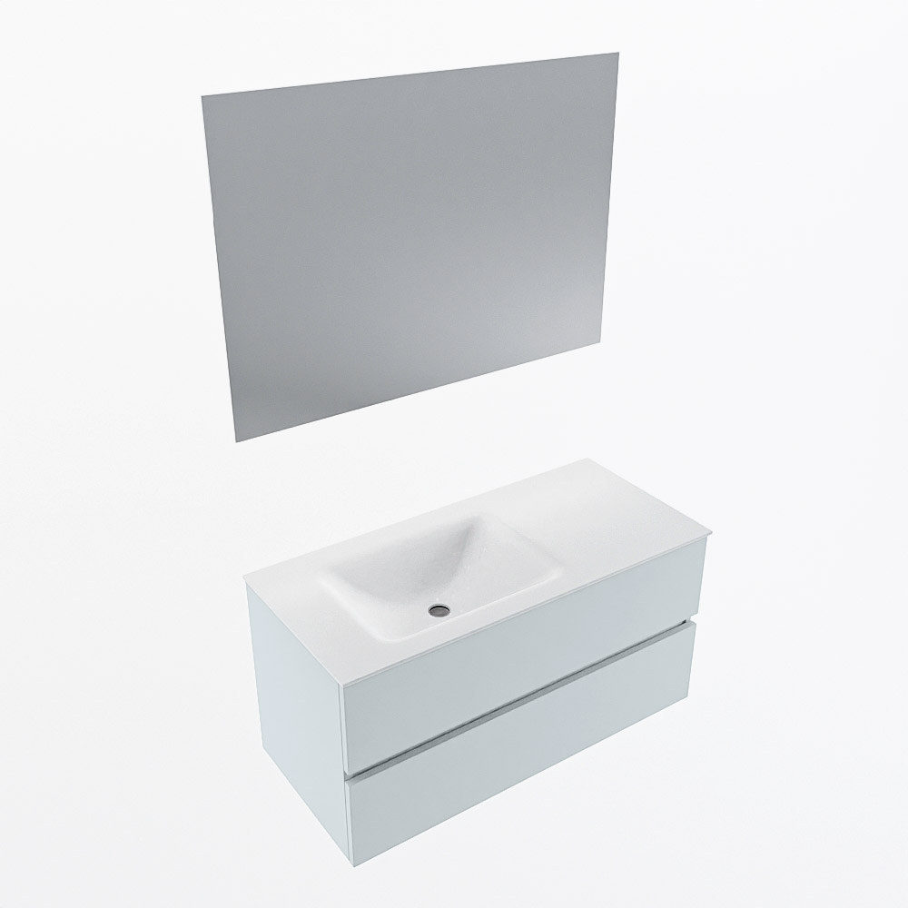 MONDIAZ VICA 100cm mueble de baño Clay 2 cajones. Lavabo CLOUD Izquierda 1 orificio color Talc con espejo LED. 6 MONDIAZ VICA 100cm mueble de baño Clay 2 cajones. Lavabo CLOUD Izquierda 1 orificio color Talc con espejo LED. - Imagen 6