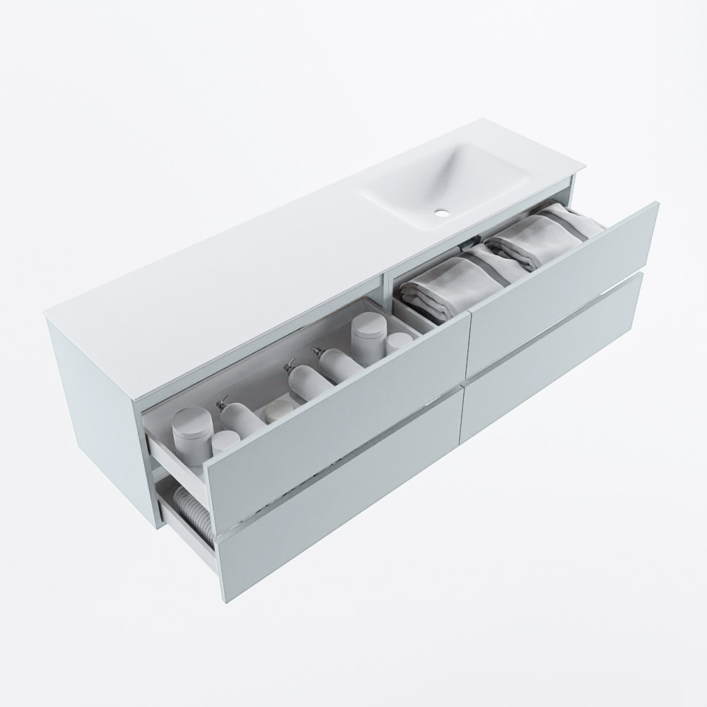 MONDIAZ VICA 170cm mueble de baño Clay 4 cajones. Lavabo CLOUD Derecho 1 orificio, color Talc. 7 MONDIAZ VICA 170cm mueble de baño Clay 4 cajones. Lavabo CLOUD Derecho 1 orificio, color Talc. - Imagen 7
