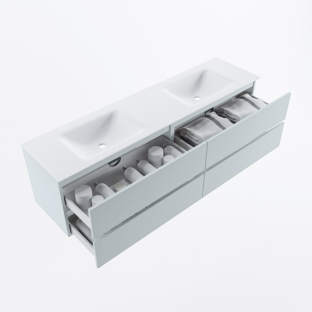 MONDIAZ VICA 180cm mueble de baño Clay 4 cajones. Lavabo CLOUD Doble 2 orificios, color Talc. 7 MONDIAZ VICA 180cm mueble de baño Clay 4 cajones. Lavabo CLOUD Doble 2 orificios, color Talc. - Imagen 7