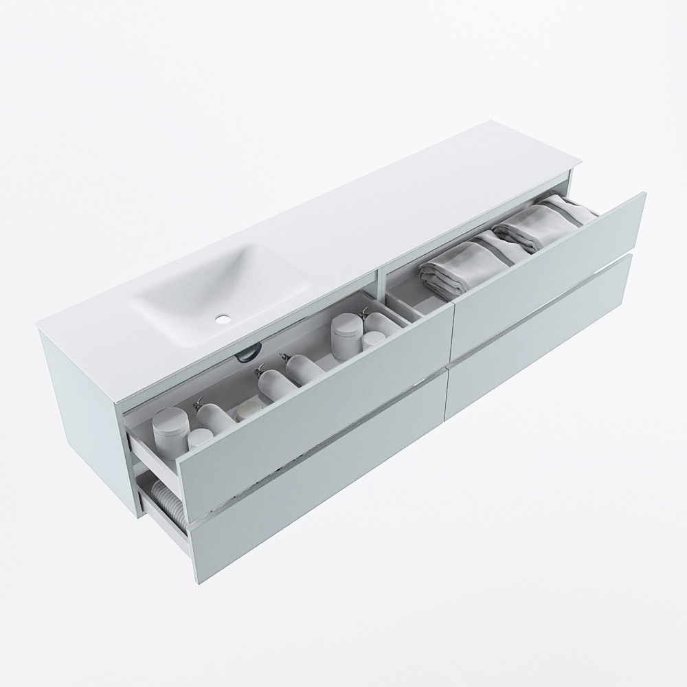 MONDIAZ VICA 200cm mueble de baño Clay 4 cajones. Lavabo CLOUD Izquierda sin orificio, color Talc. 7 MONDIAZ VICA 200cm mueble de baño Clay 4 cajones. Lavabo CLOUD Izquierda sin orificio, color Talc. - Imagen 7