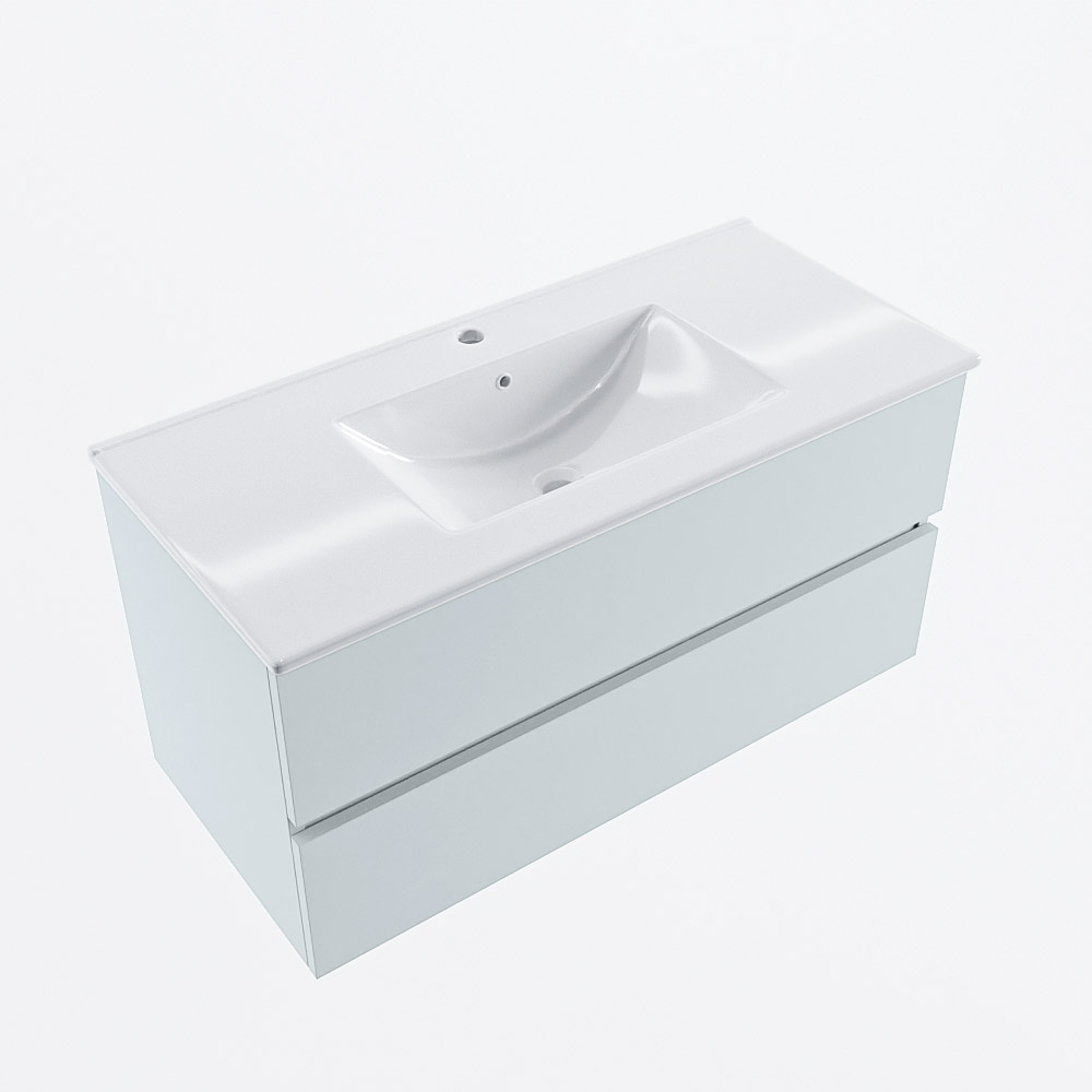 MONDIAZ VICA 100cm mueble de baño Clay 2 cajones. Lavabo DENIA Centro 1 orificio, color Blanco brillo. 6 MONDIAZ VICA 100cm mueble de baño Clay 2 cajones. Lavabo DENIA Centro 1 orificio, color Blanco brillo. - Imagen 6