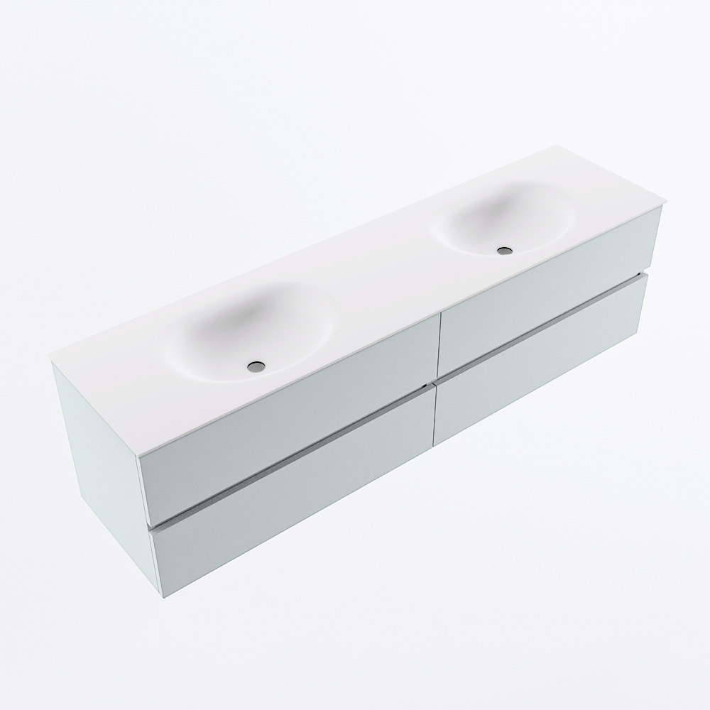 MONDIAZ VICA 180cm mueble de baño Clay 4 cajones. Lavabo MOON Doble sin orificio, color Talc. 6 MONDIAZ VICA 180cm mueble de baño Clay 4 cajones. Lavabo MOON Doble sin orificio, color Talc. - Imagen 6