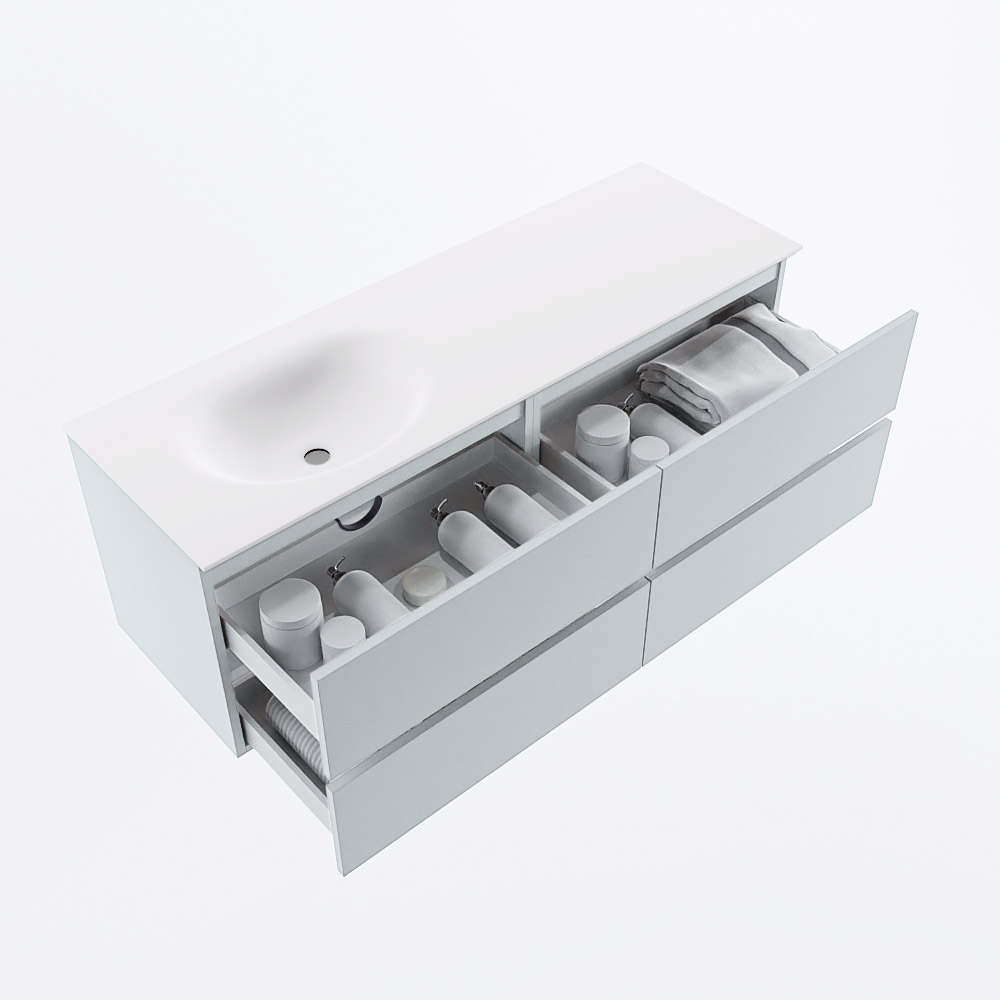 MONDIAZ VICA 140cm mueble de baño Clay 4 cajones. Lavabo MOON Izquierda 1 orificio, color Talc. 7 MONDIAZ VICA 140cm mueble de baño Clay 4 cajones. Lavabo MOON Izquierda 1 orificio, color Talc. - Imagen 7