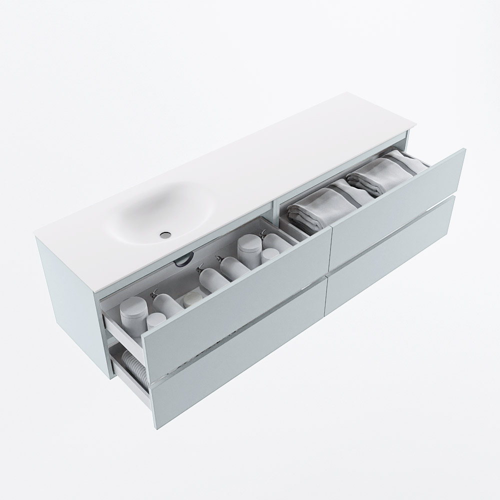 MONDIAZ VICA 180cm mueble de baño Clay 4 cajones. Lavabo MOON Izquierda 1 orificio, color Talc. 7 MONDIAZ VICA 180cm mueble de baño Clay 4 cajones. Lavabo MOON Izquierda 1 orificio, color Talc. - Imagen 7