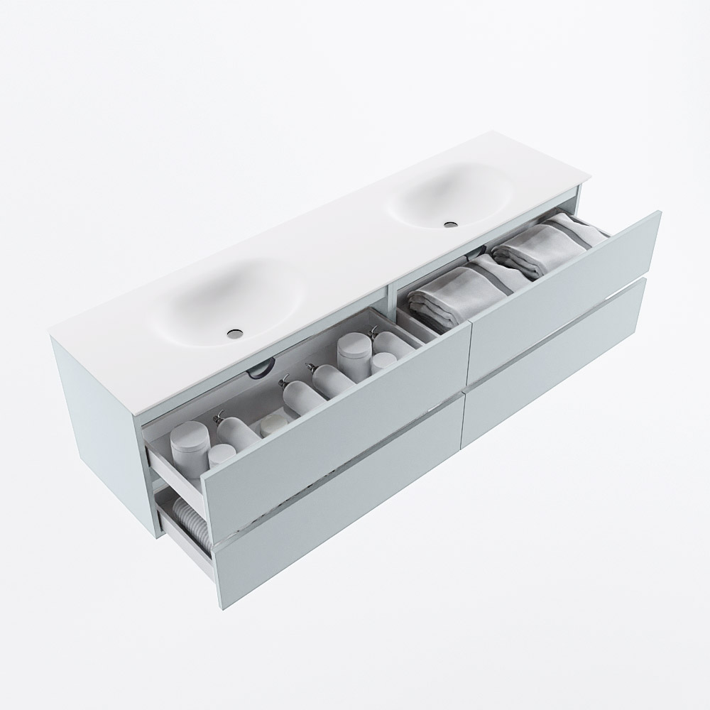 MONDIAZ VICA 180cm mueble de baño Clay 4 cajones. Lavabo MOON Doble sin orificio, color Talc. 7 MONDIAZ VICA 180cm mueble de baño Clay 4 cajones. Lavabo MOON Doble sin orificio, color Talc. - Imagen 7