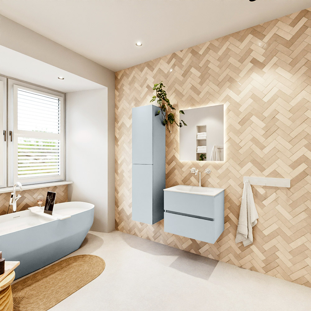 MONDIAZ VICA 60cm mueble de baño Clay 2 cajones. Lavabo MOON Centro 1 orificio, color Talc. 4 MONDIAZ VICA 60cm mueble de baño Clay 2 cajones. Lavabo MOON Centro 1 orificio, color Talc. - Imagen 4