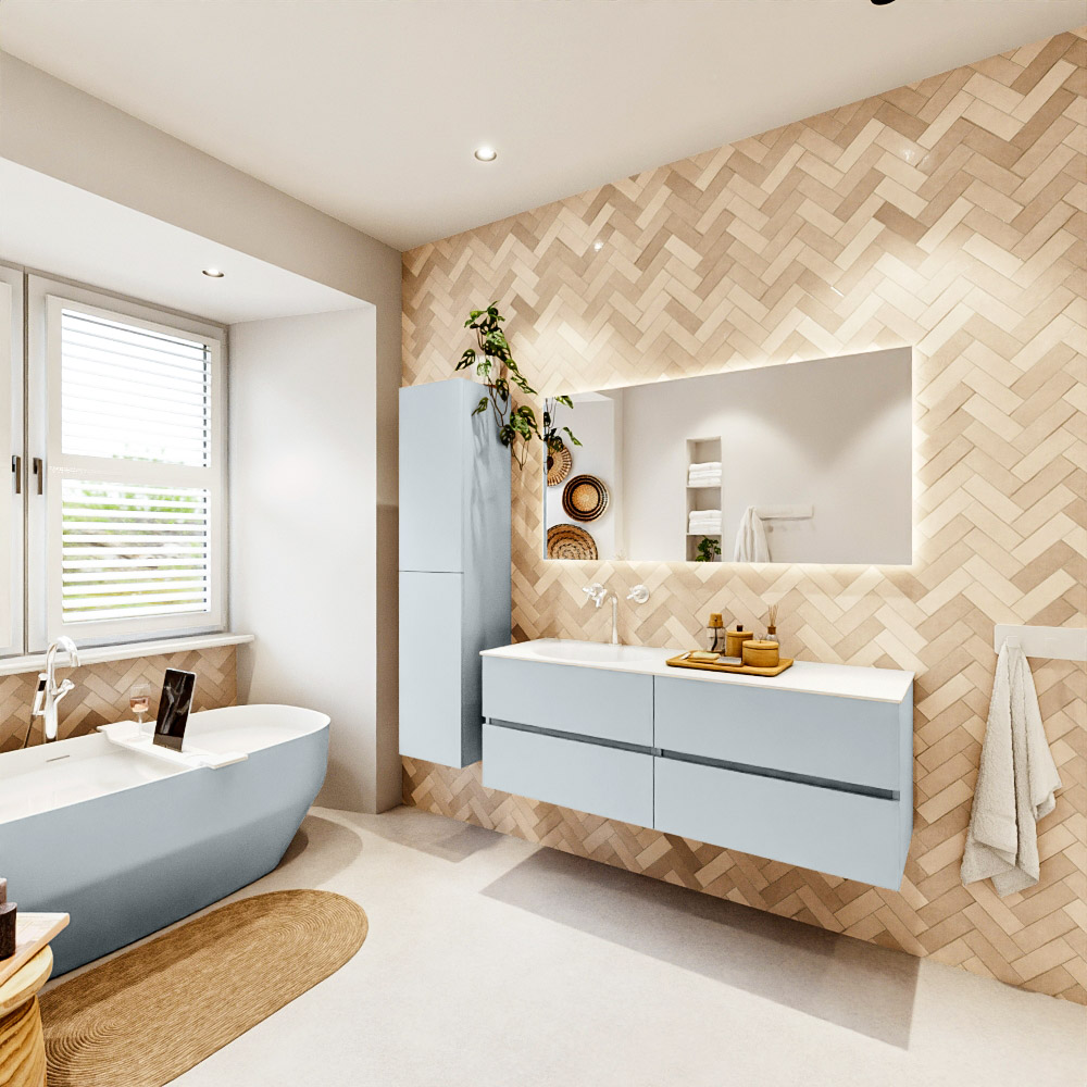 MONDIAZ VICA 140cm mueble de baño Clay 4 cajones. Lavabo MOON Izquierda 1 orificio, color Talc. 4 MONDIAZ VICA 140cm mueble de baño Clay 4 cajones. Lavabo MOON Izquierda 1 orificio, color Talc. - Imagen 4