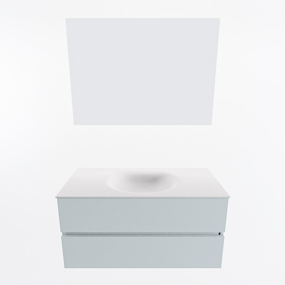 MONDIAZ VICA 100cm mueble de baño Clay 2 cajones. Lavabo MOON Centro sin orificio color Talc con espejo LED. 5 MONDIAZ VICA 100cm mueble de baño Clay 2 cajones. Lavabo MOON Centro sin orificio color Talc con espejo LED. - Imagen 5