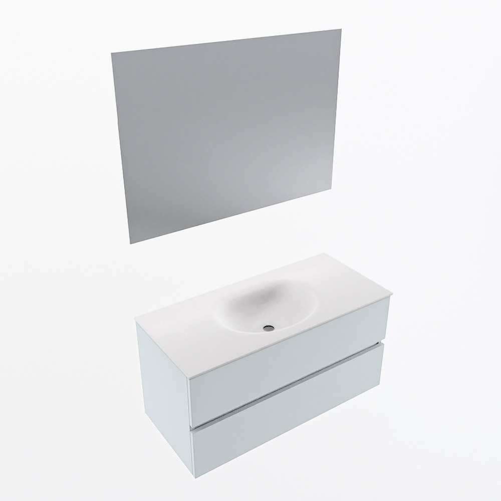 MONDIAZ VICA 100cm mueble de baño Clay 2 cajones. Lavabo MOON Centro sin orificio color Talc con espejo LED. 6 MONDIAZ VICA 100cm mueble de baño Clay 2 cajones. Lavabo MOON Centro sin orificio color Talc con espejo LED. - Imagen 6