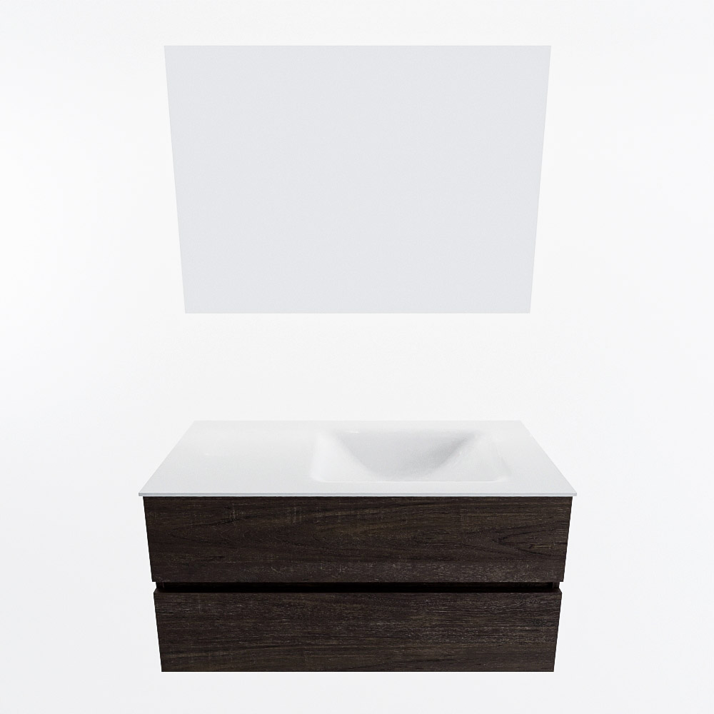 MONDIAZ VICA 100cm mueble de baño Dark Brown 2 cajones. Lavabo CLOUD Derecho sin orificio color Talc con espejo LED. 5 MONDIAZ VICA 100cm mueble de baño Dark Brown 2 cajones. Lavabo CLOUD Derecho sin orificio color Talc con espejo LED. - Imagen 5